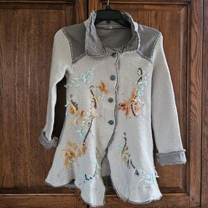 Free People Gray Embroidered Blazer